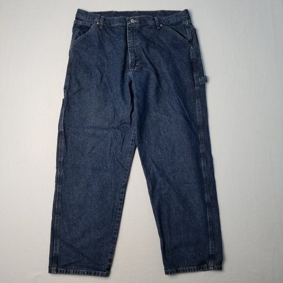 Wrangler Jeans Men's 38 x 30 Carpenter Denim Med Wash Straight Leg - Picture 1 of 6